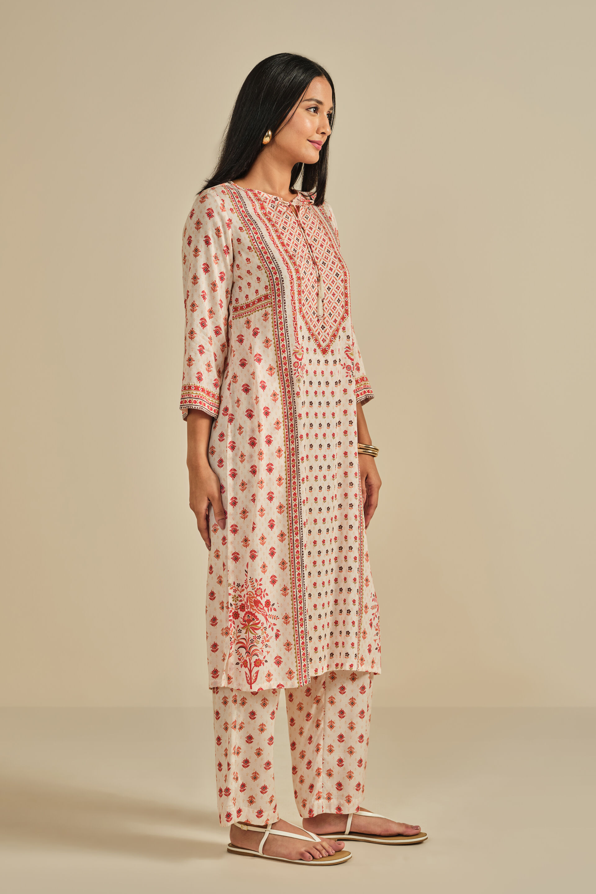 Rangreza Modal Kurta Set, Off White, image 5